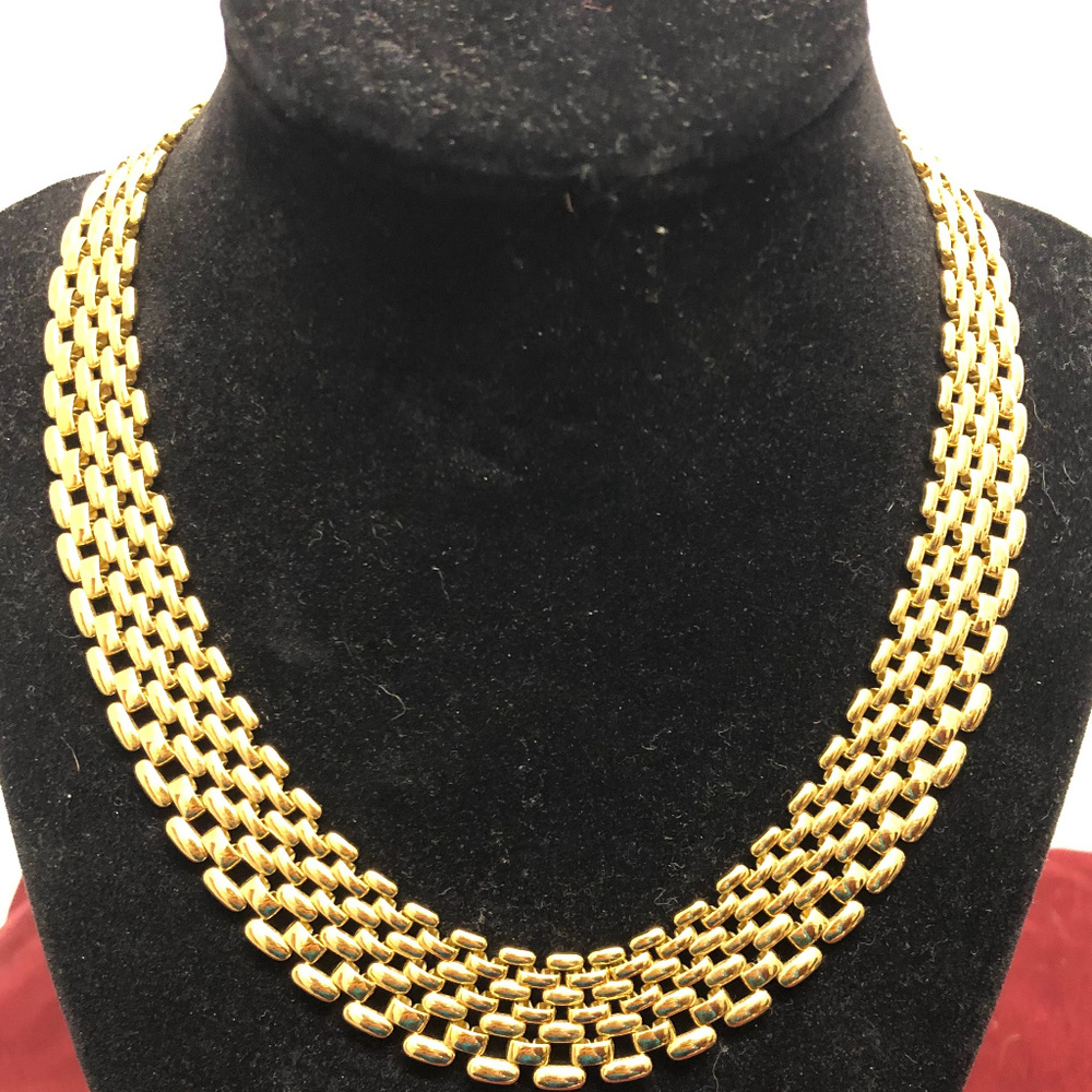 Ladies 16" Gold Necklace 1" wide Woven Design